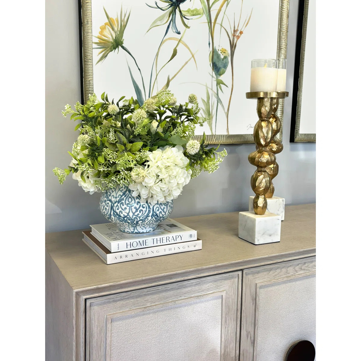 Messerly Hydrangea and Eucalyptus Faux Floral Arrangement | Wayfair North America