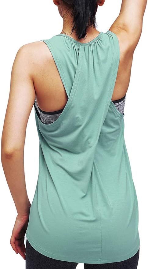 Mippo Workout Tops for Women Yoga Tops Athletic Racerback Tank Tops Gym Clothes | Amazon (US)
