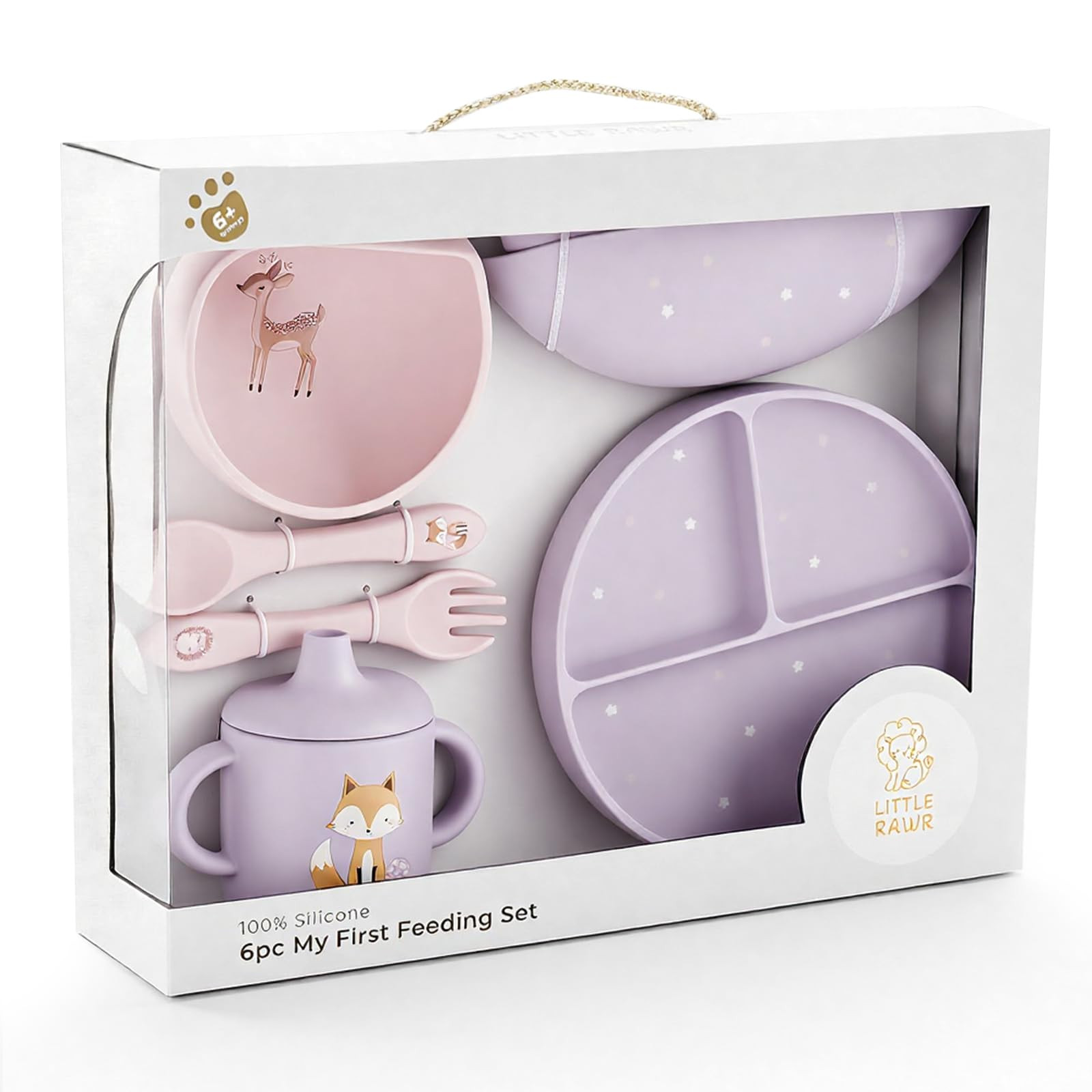 Little Rawr Baby Led Weaning Bundle, 100% Silicone Baby Feeding Set Includes Divided Plate, Sucti... | Amazon (US)