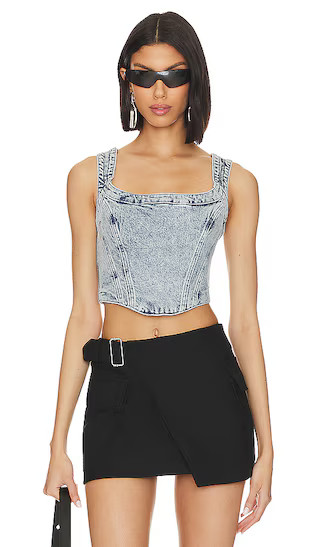Charli Corset Top in Mid Indigo Blue | Revolve Clothing (Global)