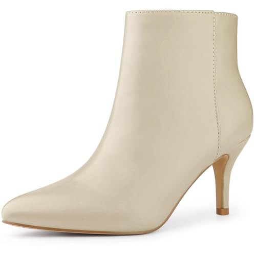Perphy Pointed Toe Booties Stiletto Beige Heels Ankle Boots for Women 5.5 | Amazon (US)