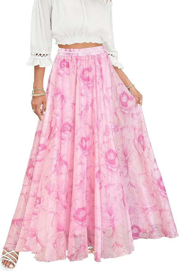 Afibi Women Full/Ankle Length Blending Maxi Chiffon Long Skirt Beach Skirt | Amazon (US)