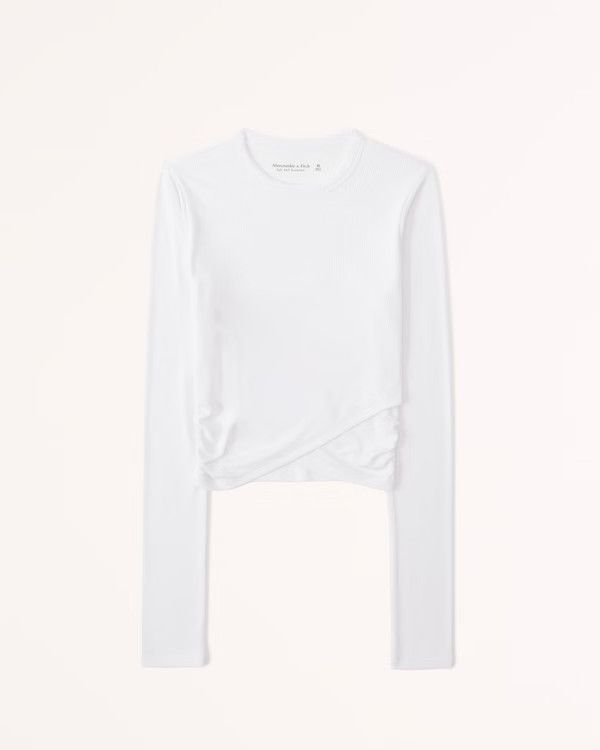 Long-Sleeve Draped Waist Top | Abercrombie & Fitch (US)
