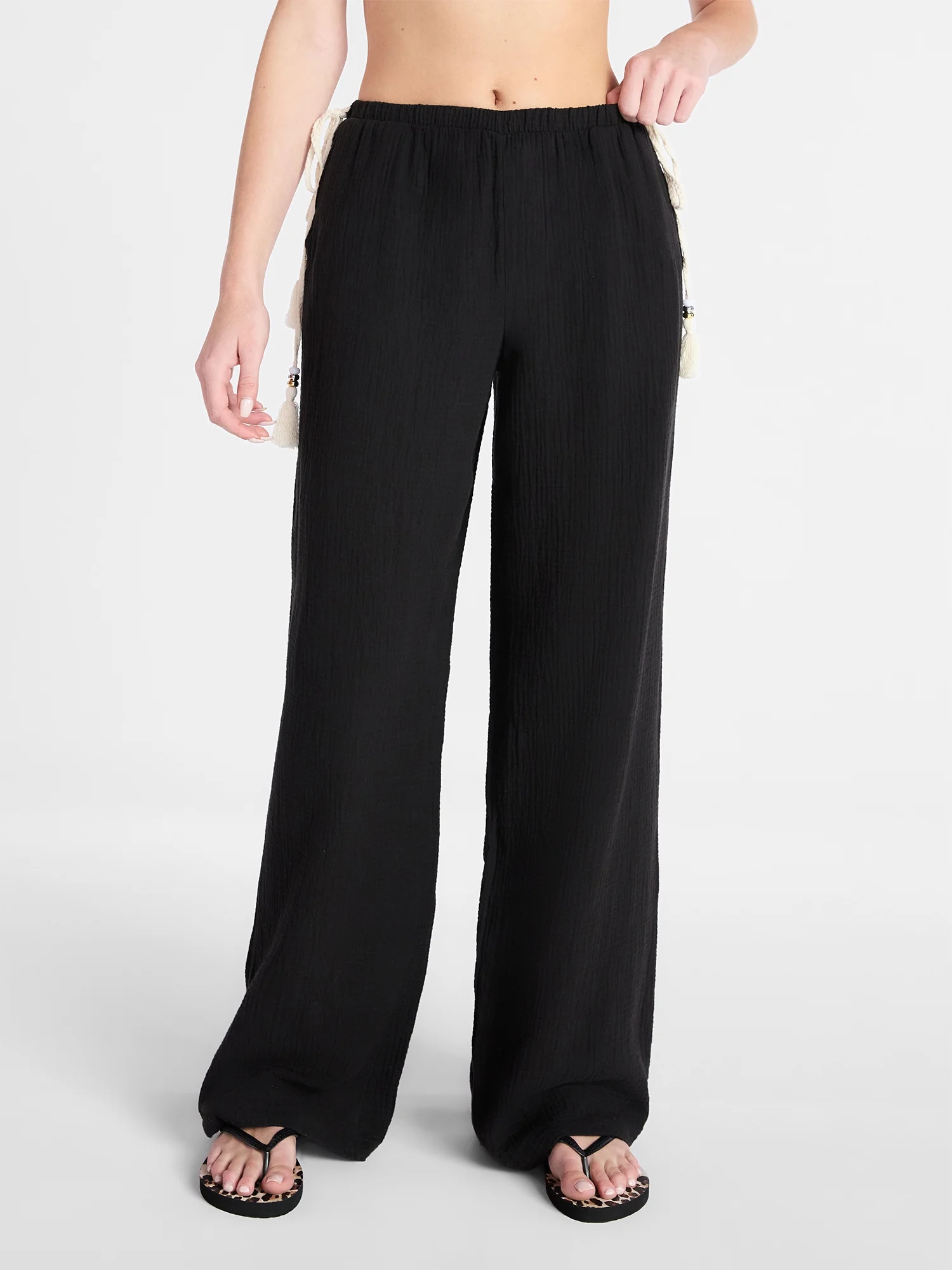 No Boundaries Side Tie Gauze Beach Pants, Women's XXS-XXL - Walmart.com | Walmart (US)