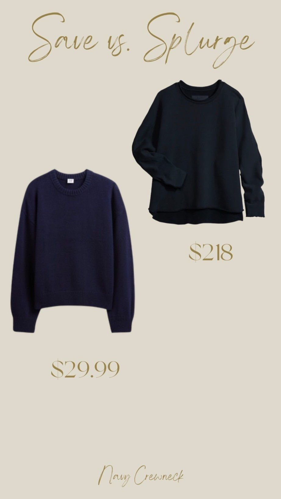 You can purchase this navy crewneck from Frank & Eileen for $218 orrr this one from GAP Factory for $29.99.

#LTKmomlife #LTKSaleAlert #LTKSeasonal