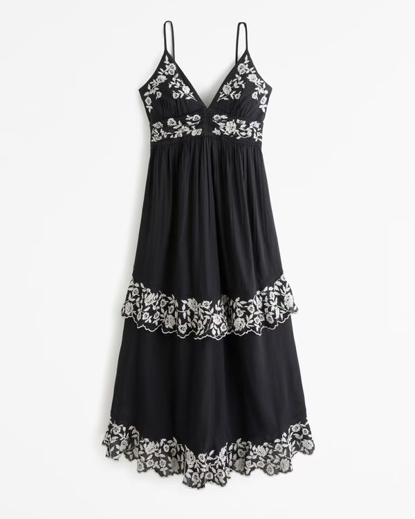 Women's Embroidered Tiered Maxi Dress | Women's Dresses & Jumpsuits | Abercrombie.com | Abercrombie & Fitch (US)