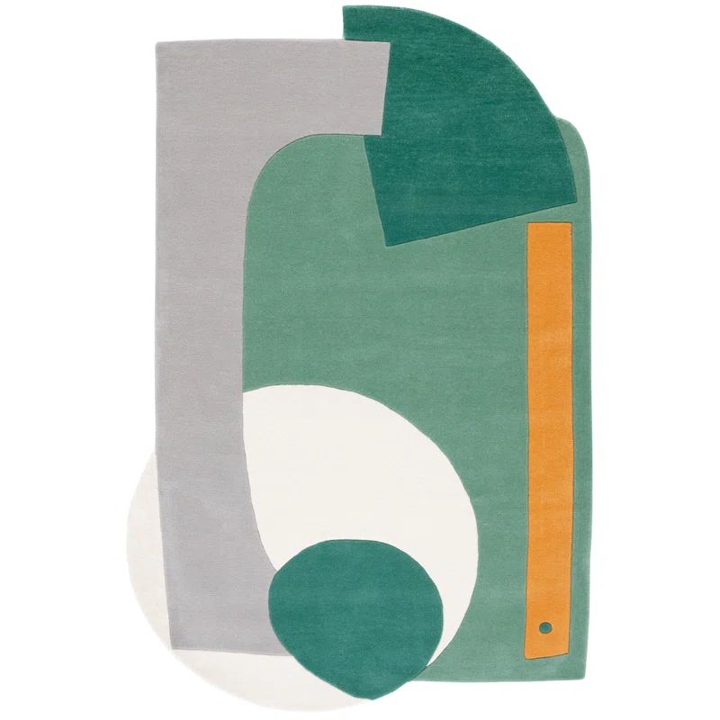 Daylon Handmade Hand Tufted Green/Ivory/Gray Rug | Wayfair North America