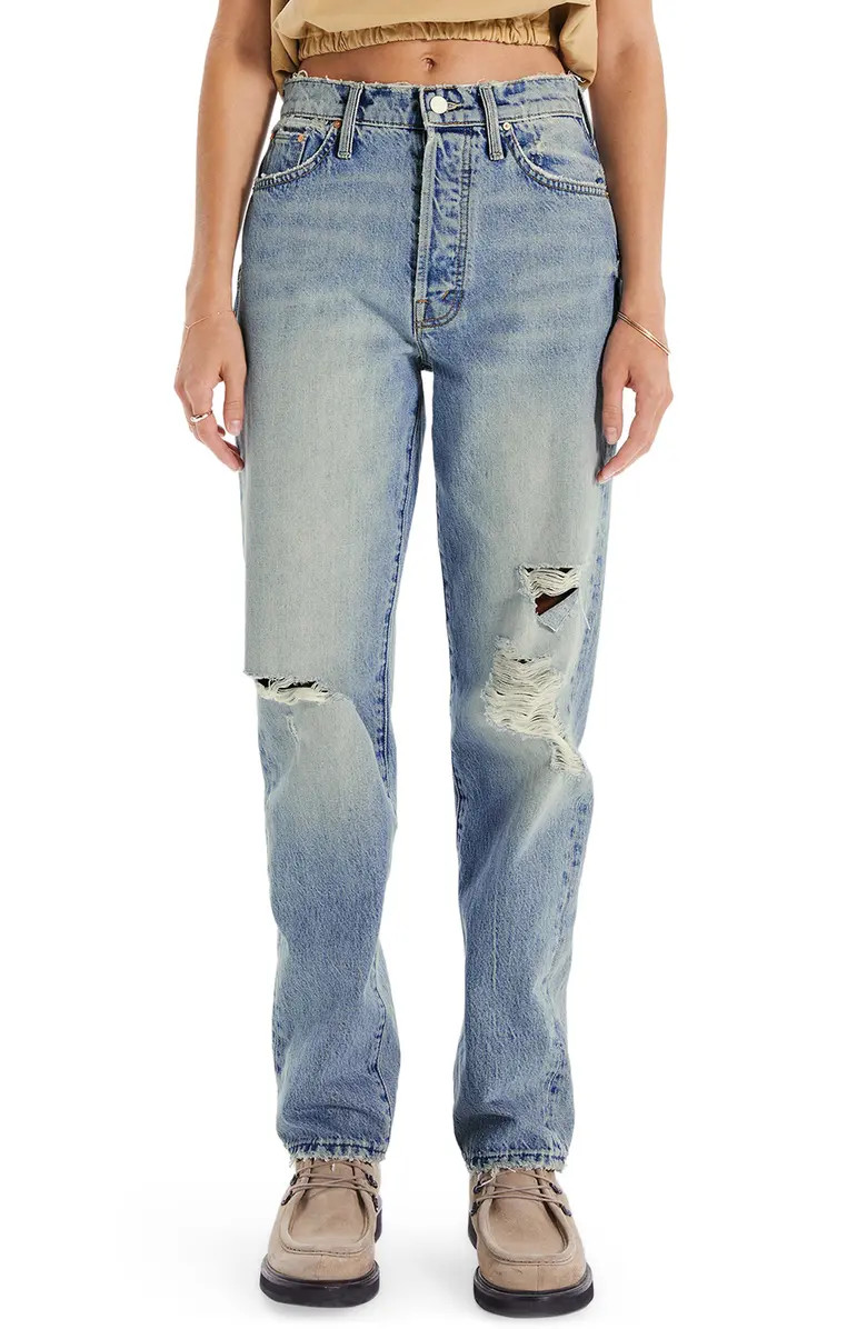 The Huffy Skimp Ripped High Waist Straight Leg Jeans | Nordstrom