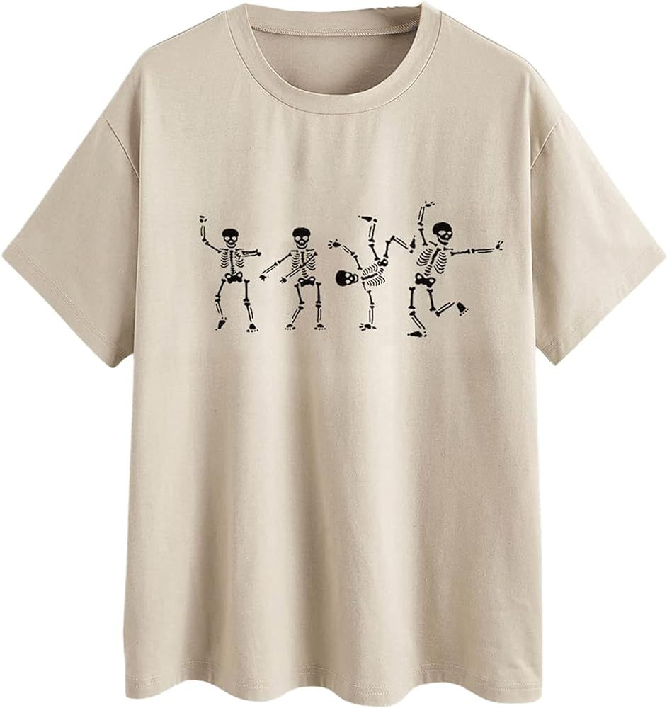 SweatyRocks Women's Cute Tee Graphic Print Crewneck Short Sleeve T Shirts Top | Amazon (US)