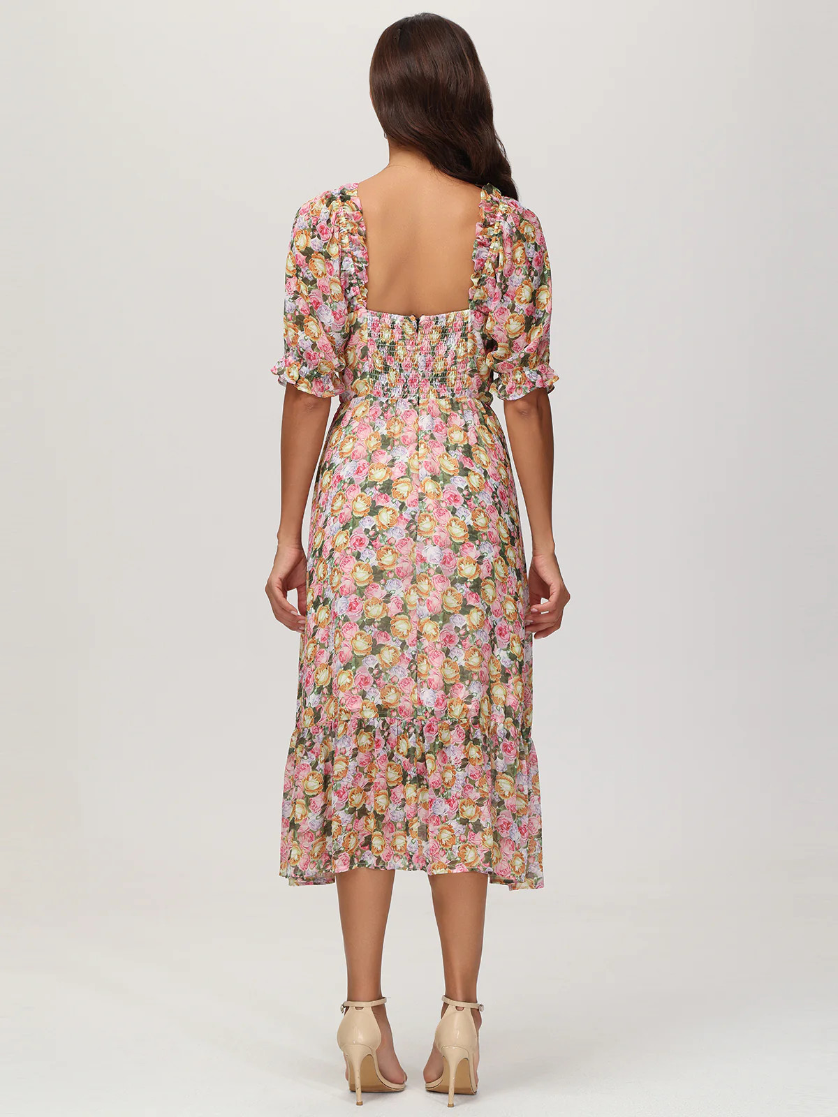 Floral Puff-Sleeve Midi Dress | 89th + Madison