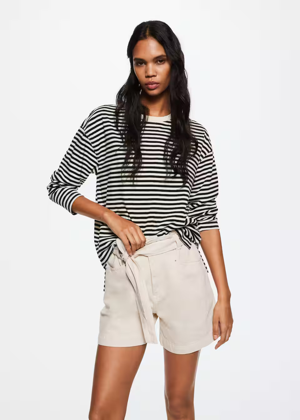 Striped cotton t-shirt -  Women | Mango USA | MANGO (US)