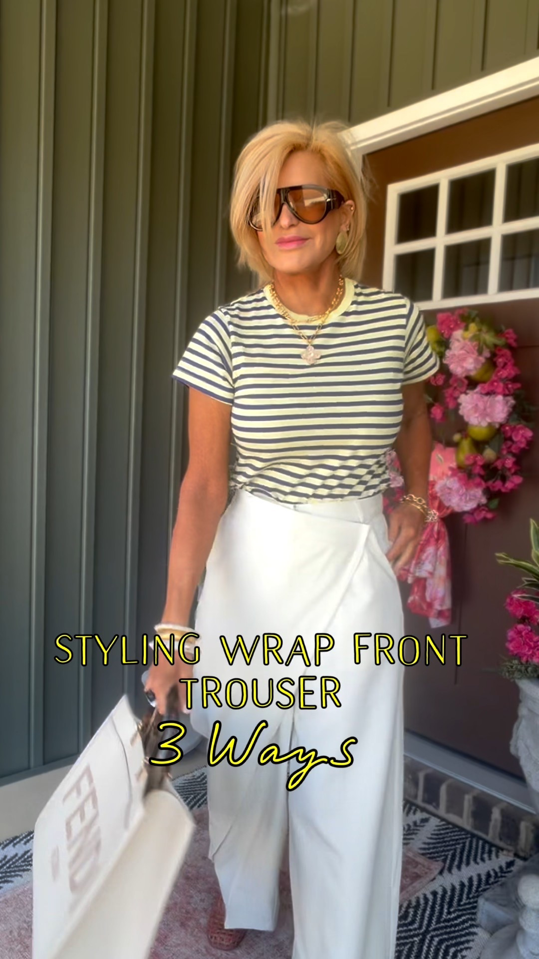 My pants sold out immediately & I’ve been hoping for a restock so I could share because I’m a big fan of wrap front pants. 
Sizes I’m wearing 
Pants/small
Striped tee/med 
Flower sweater/med 
Knit jacket/med
Graphic tee/med 

#LTKWorkwear #LTKTravel #LTKootd