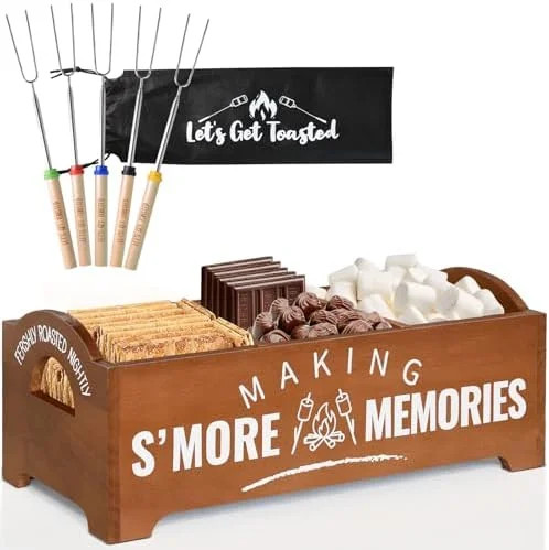 Smores Kit, S'Mores Station with 5 Extendable Marshmallow Roasting Sticks, Farmhouse Smores Caddy... | Walmart (US)