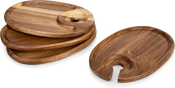TOSCANA - a Picnic Time Brand Cocktail Appetizer Plates with Wine Glass Holder, Set of 4 | Amazon (US)
