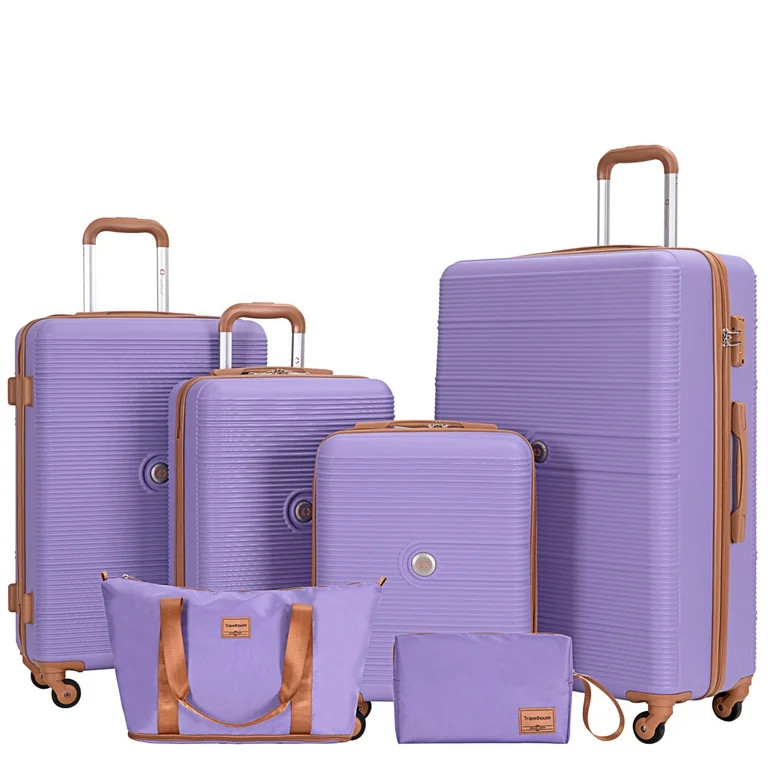 Travelhouse 6 Piece Hardshell Luggage Set Hardside Lightweight Suitcase with TSA Lock Spinner Whe... | Walmart (US)