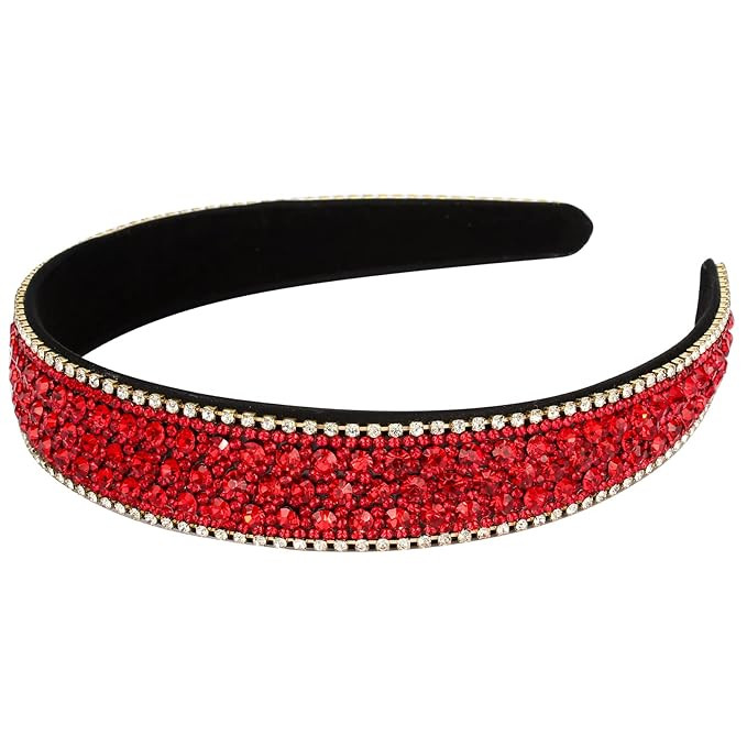 Wecoe Rhinestone Headband Women Girls Red Headband Fashion Headband Nonslip Bling Sparkly Crystal... | Amazon (US)