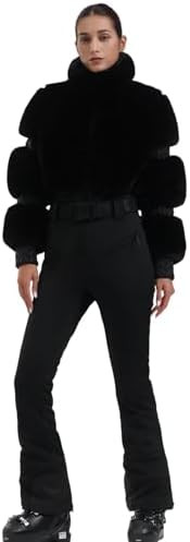 GSOU SNOW Women Ski Suit One Piece Snowsuit Snowboard Faux Fur Collar Slim Jumpsuit Jacket Insula... | Amazon (US)