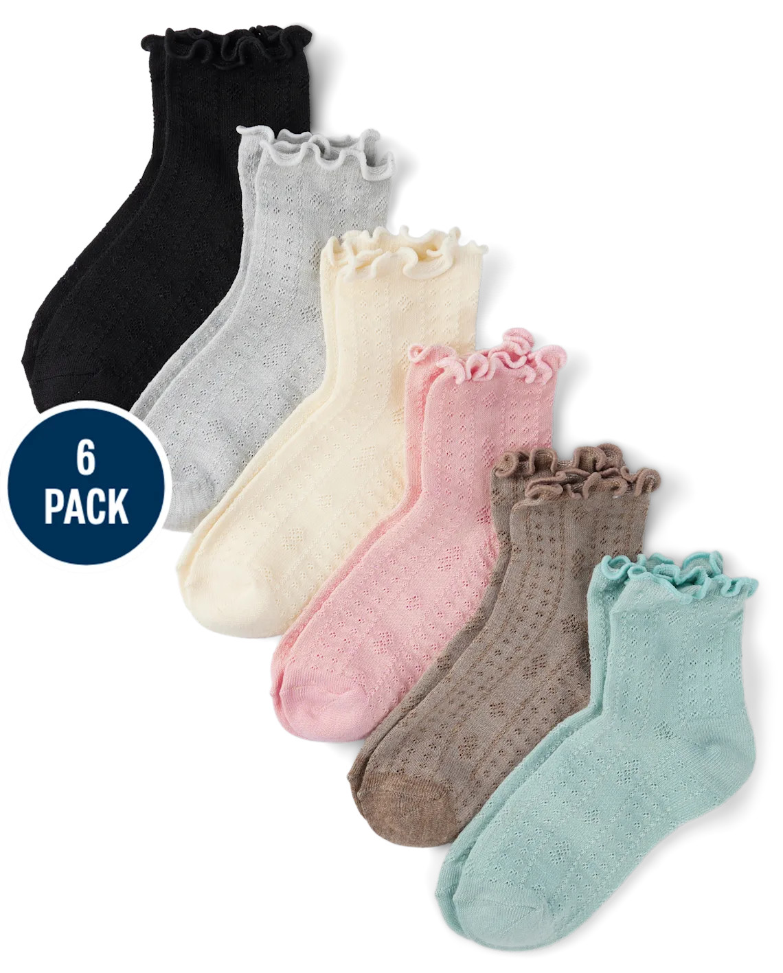 Girls Ruffle Pointelle Midi Socks 6-Pack - multi | The Children's Place