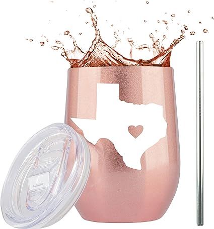 Texas Gifts - Stainless Steel Wine or Coffee Travel Tumbler with Laser Etched Design - Themed Sta... | Amazon (US)