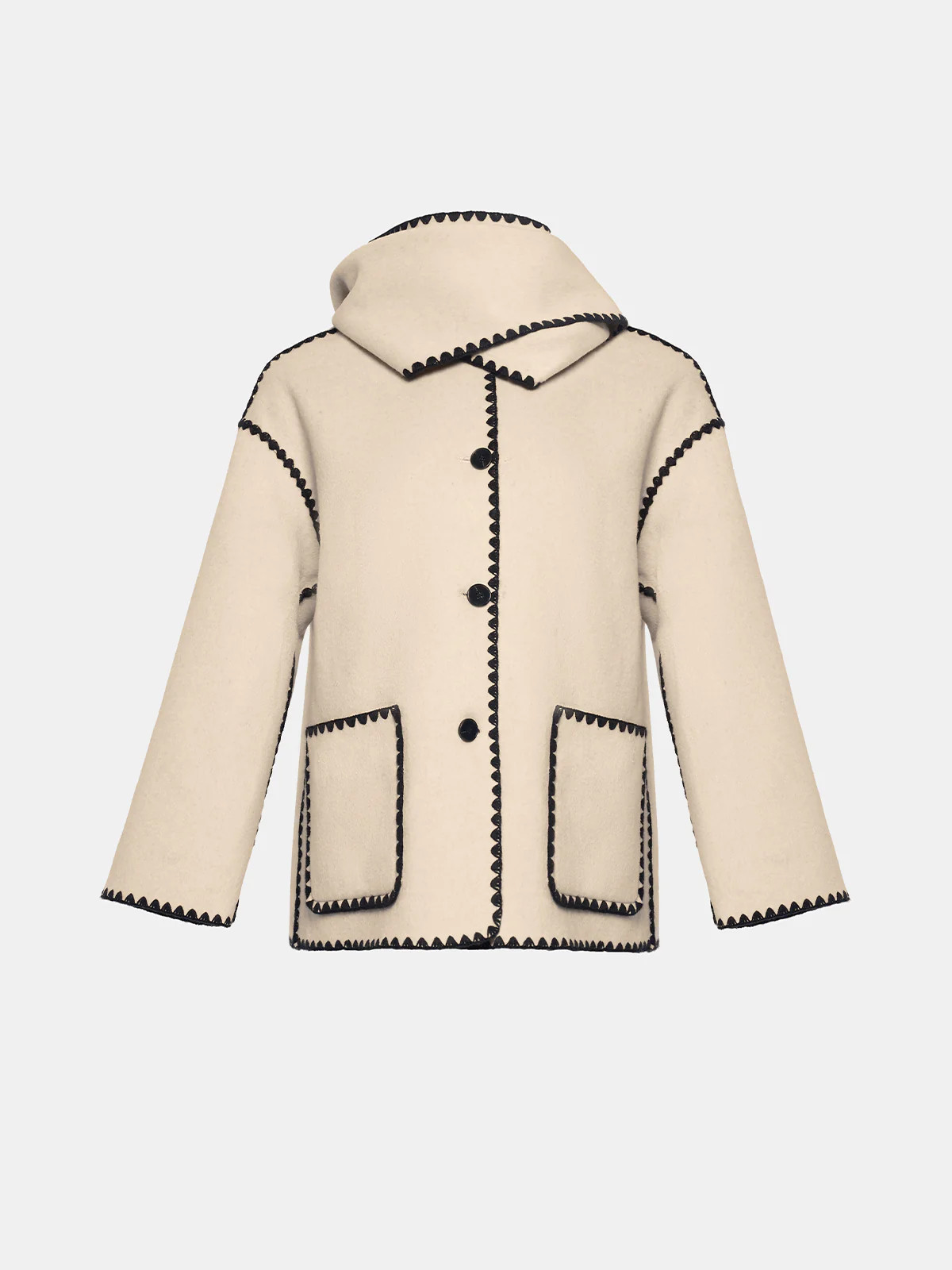 Embroidered Detail Wool Blend Jacket | SDEER