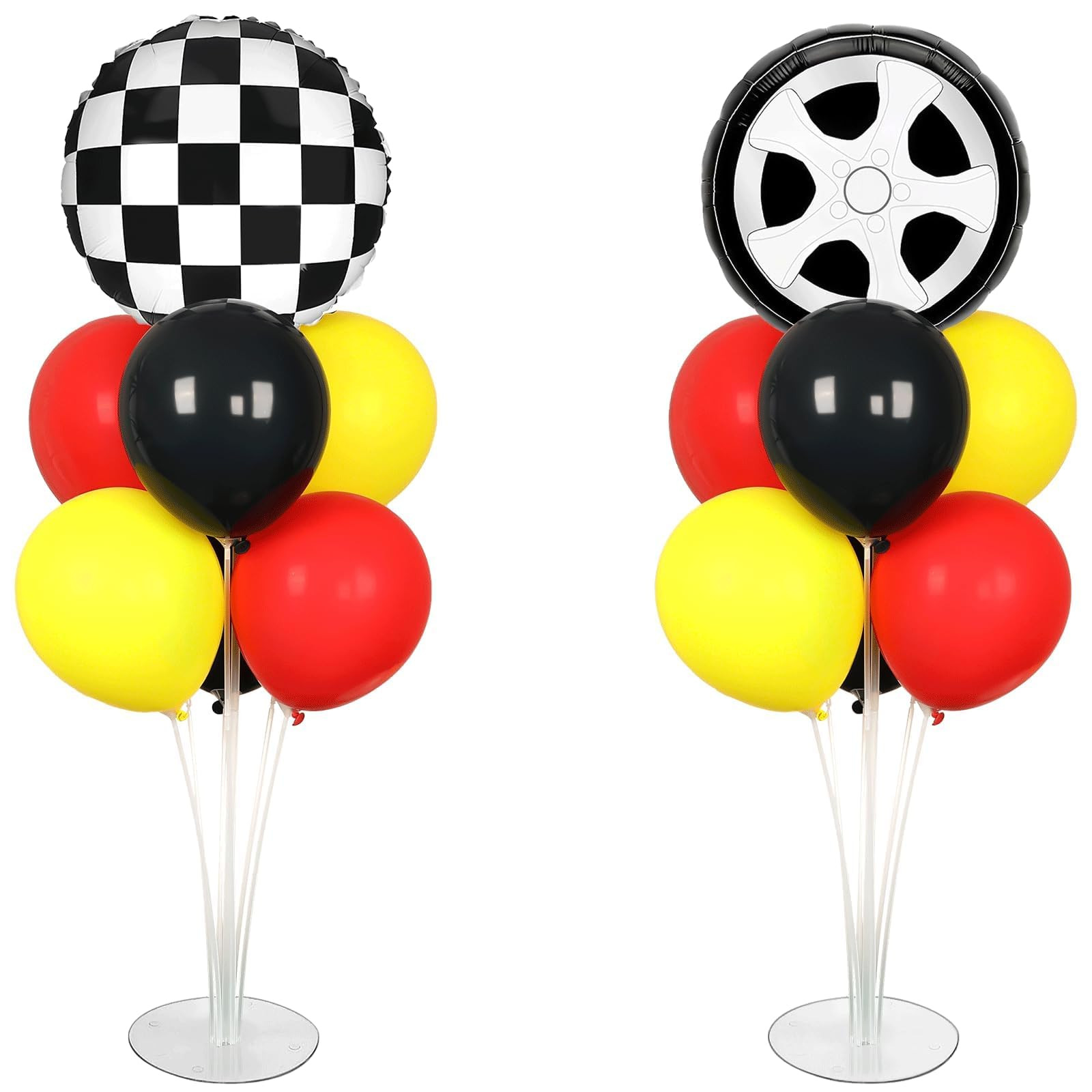 Race Car Party Balloons Stand Kit 2 Sets With 2 Checkered Foil Balloon Racing car Party Balloon R... | Amazon (US)