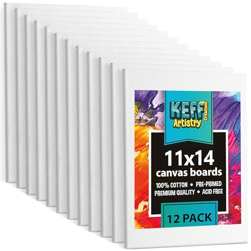 KEFF 12-Pack Bulk Canvas for Painting, 11x14 Canvas for Acrylic Painting, Oil, Watercolor, Tempera - Canvas Boards for Painting - Art Supplies for Adults & Kids, 100% Cotton Primed Painting Canvas | Amazon (US)