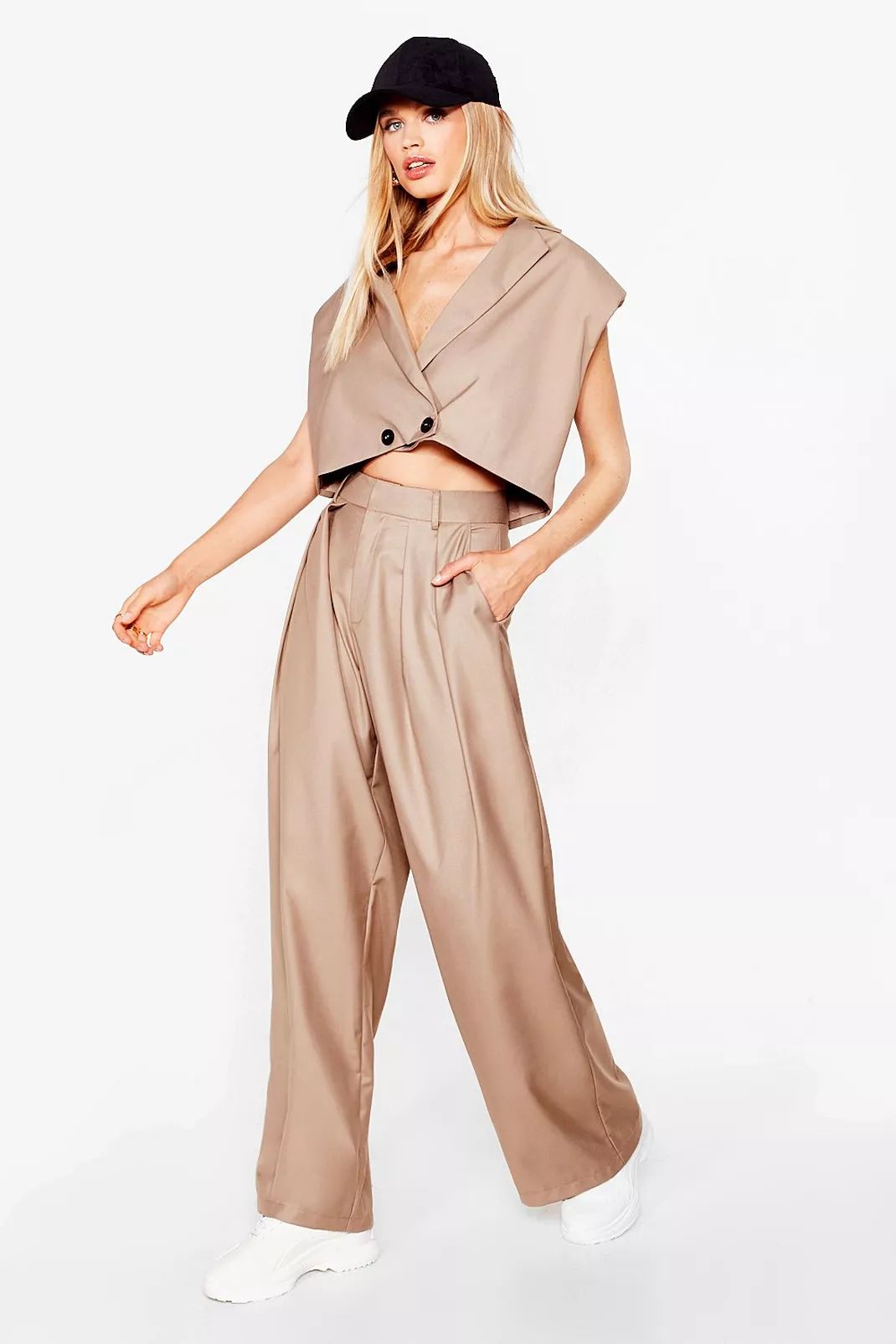 High-Waisted Wide Leg Tailored Pants | Nasty Gal (US)