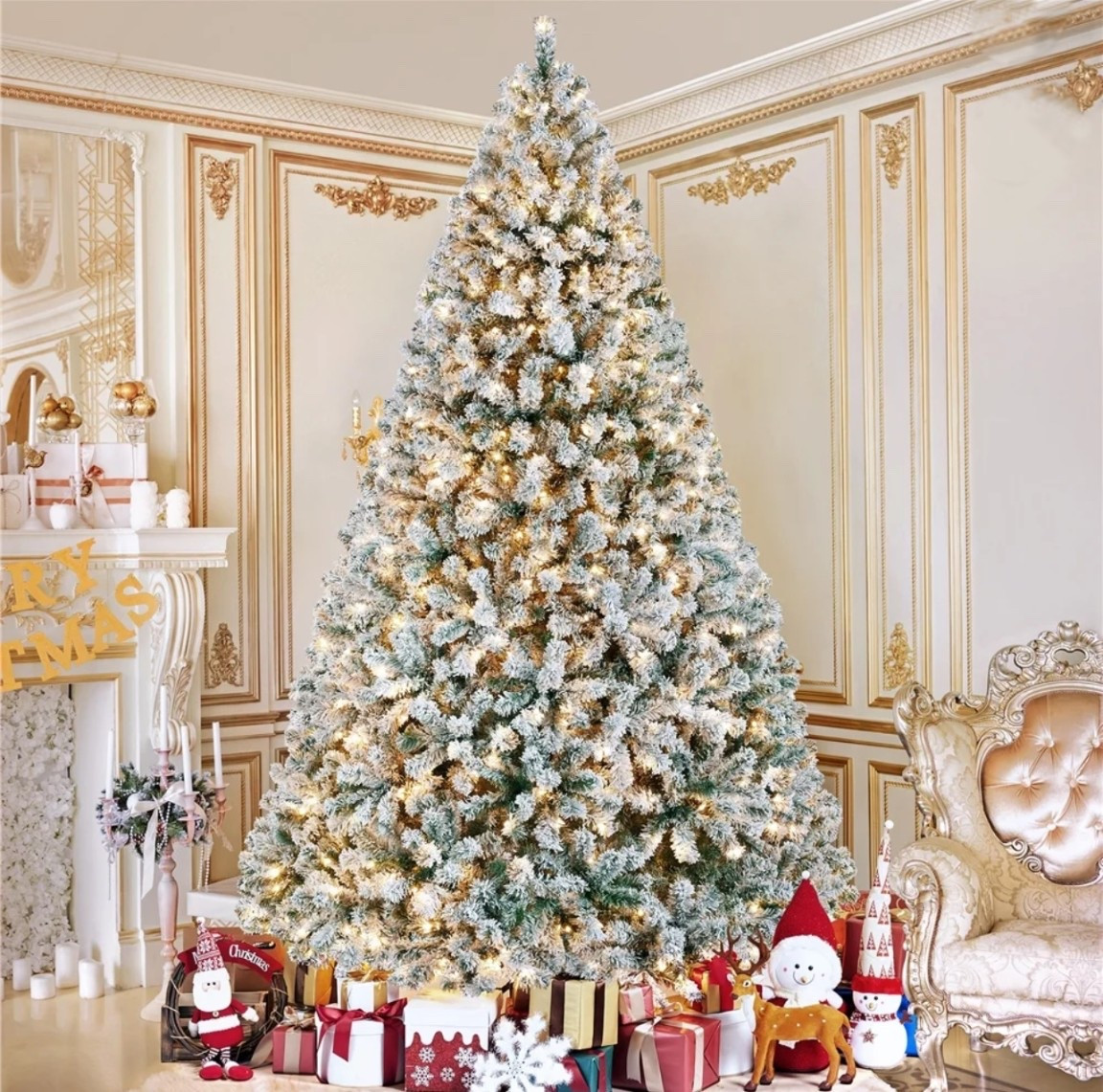 My 9 foot flocked Christmas tree with warm lights - it is SO FULL!!! Worth every penny 

#LTKHome #LTKHoliday #LTKGiftGuide