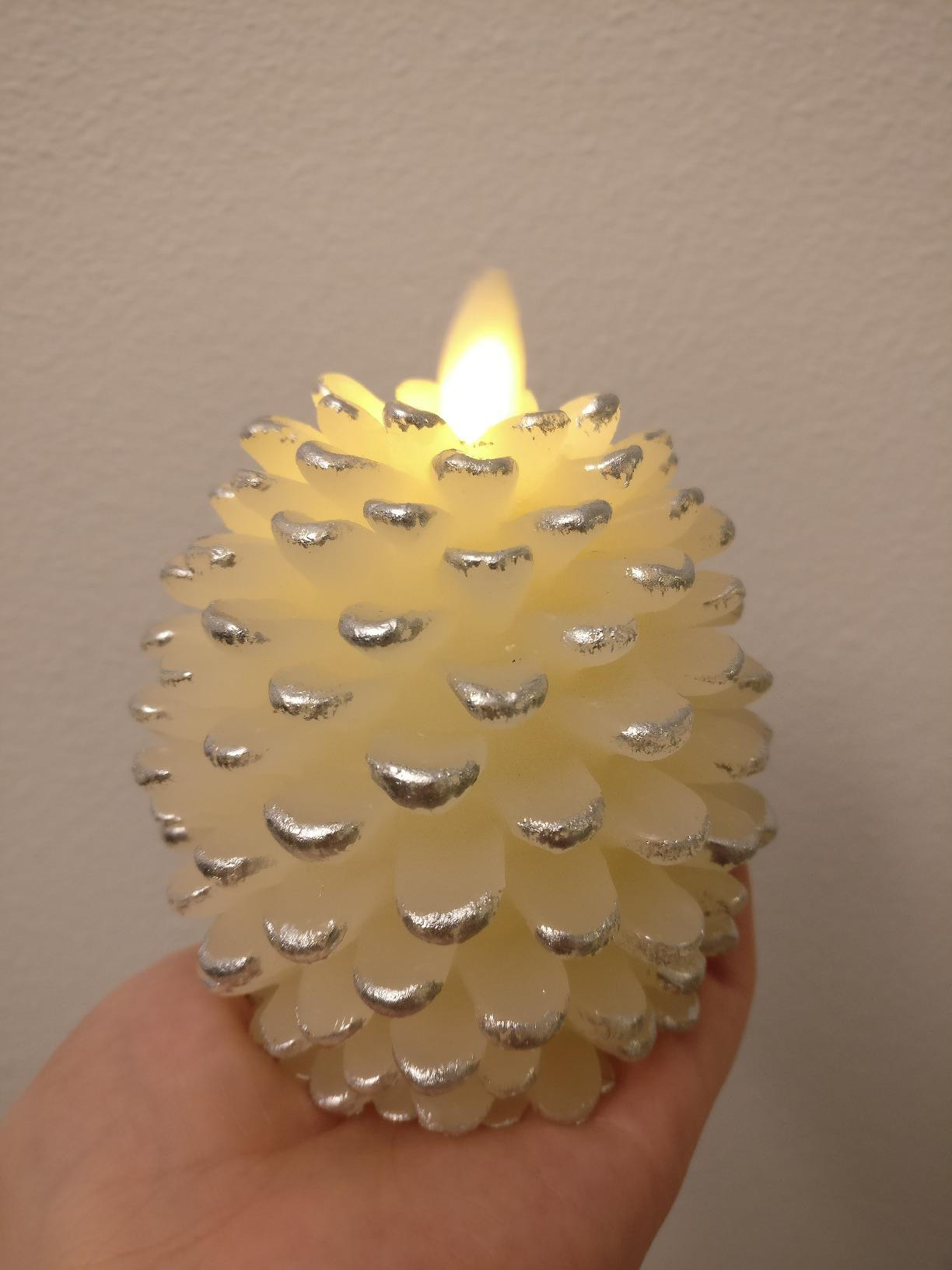 Luminara Pinecone Flameless Candle White Swan Glitter and Snow Finish Pine Cone Figural, Real Wax... | Amazon (US)