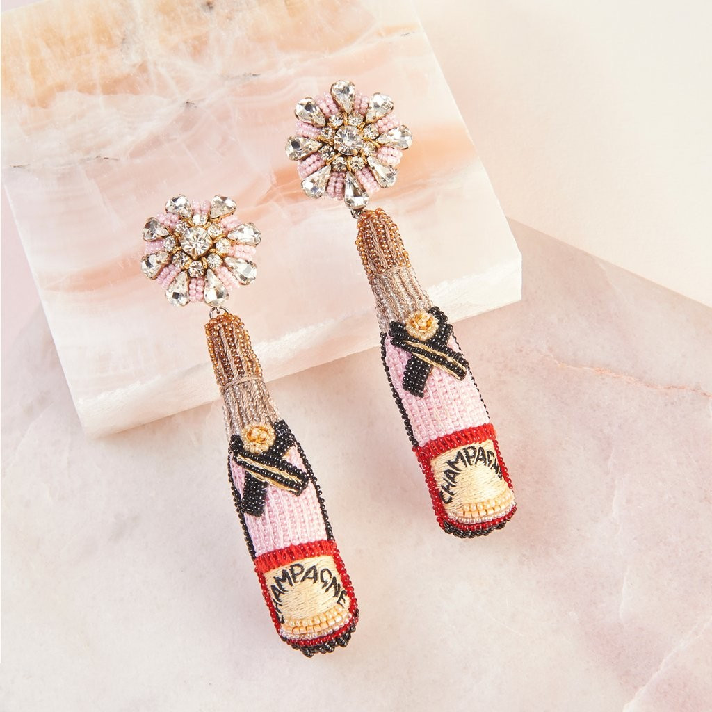 Rosé Champagne Earrings Blush | Mignonne Gavigan