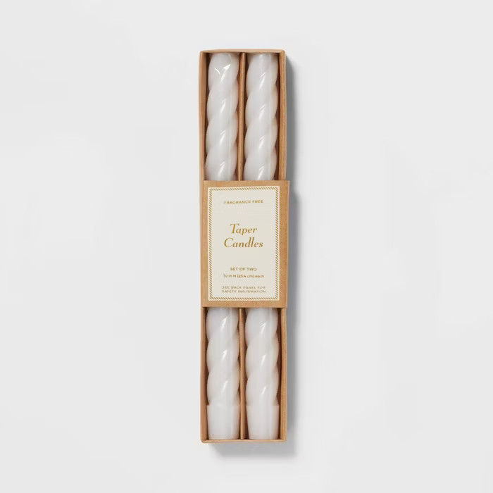 2pk Wax Decorative Holiday Rope Taper Candle Cream - Threshold™ | Target