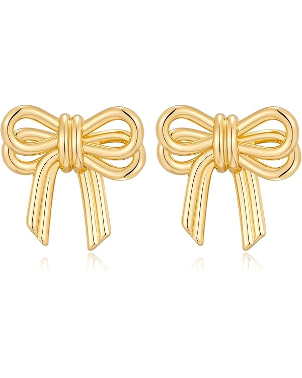 MUYAN Gold Bow Butterfly Stud Earrings Fashion Jewelry for Women | Amazon (US)