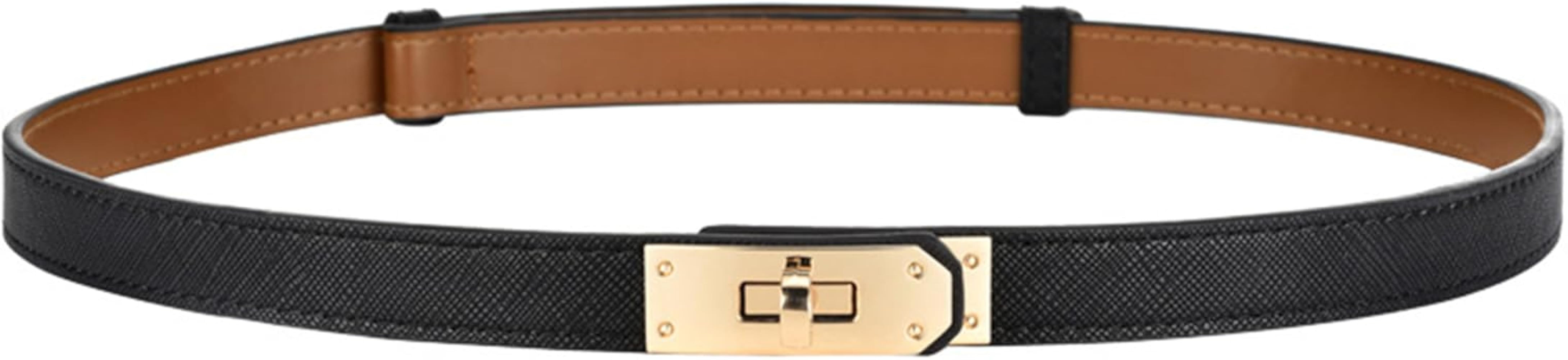 FENLDY Adjustable Thin Belts For Womens Skinny Belts For Dresses Womens Solid Color Alloy Turn Lo... | Amazon (US)