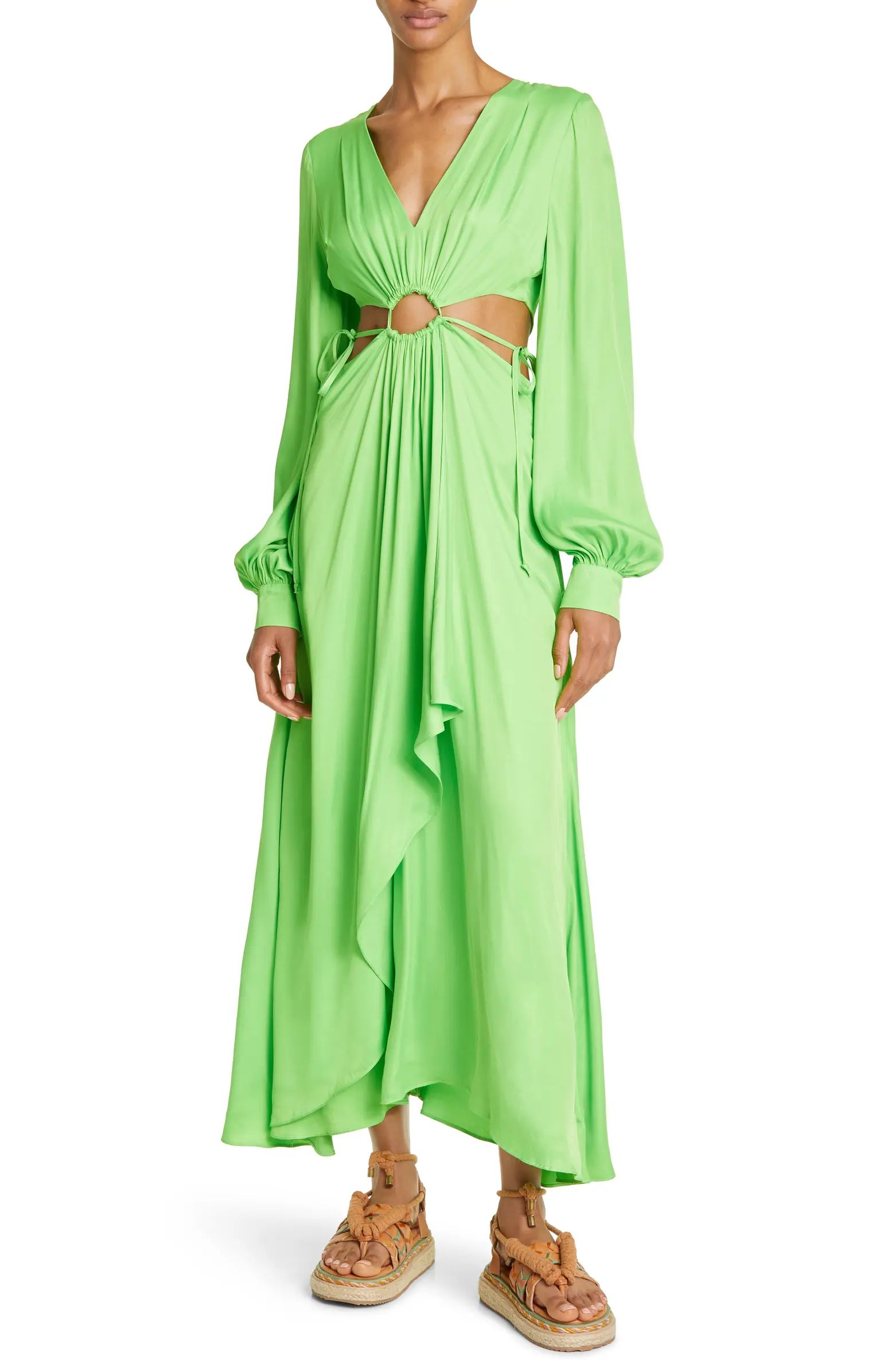 Long Sleeve Cutout Waist Maxi Dress | Nordstrom