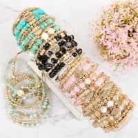 Message Engrave Multi Bead Bracelet Set | Jane | Jane