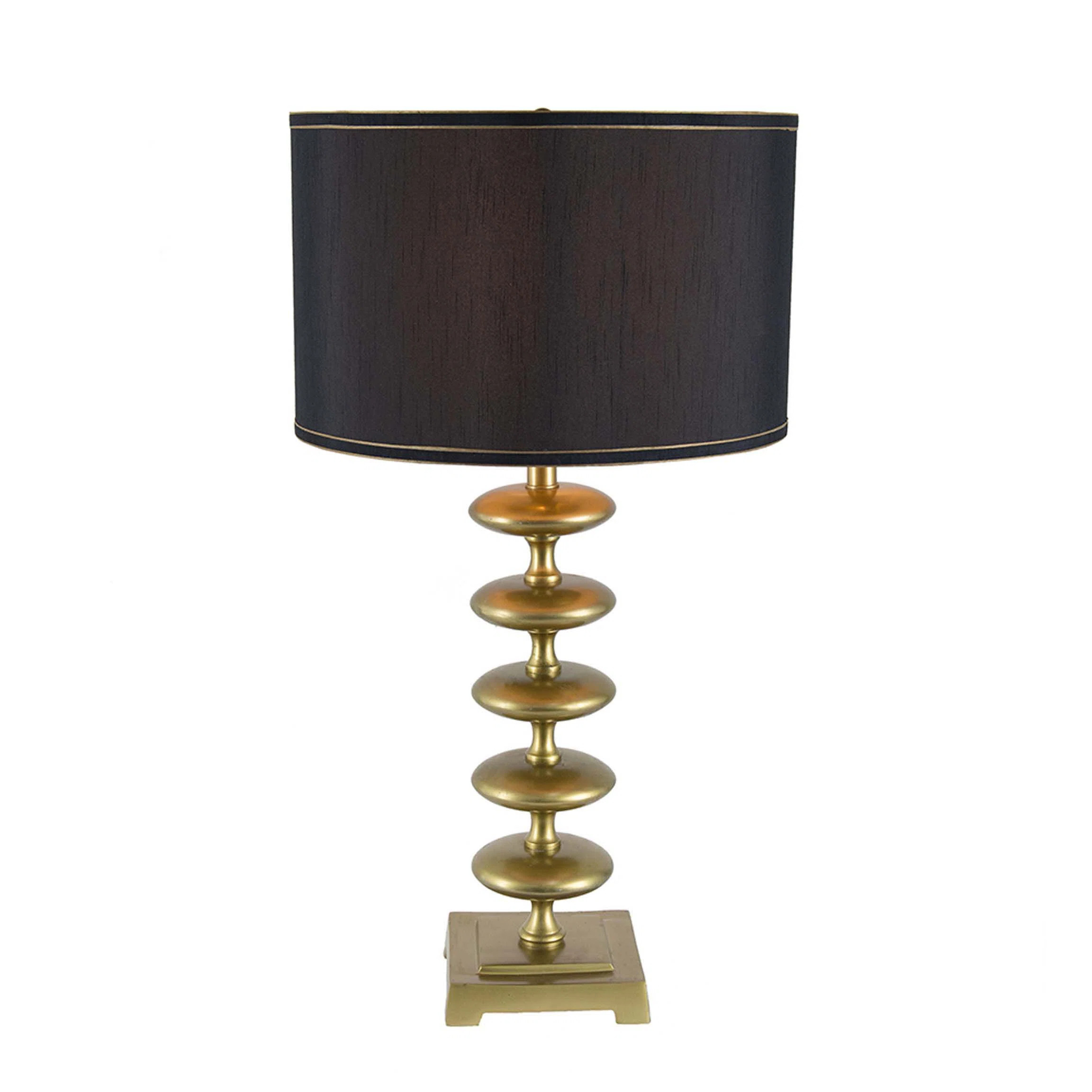 Gold and Black Table Lamp with Contemporary Disc Design - 16"Dia. x 30" - Gold, Black | Wayfair North America