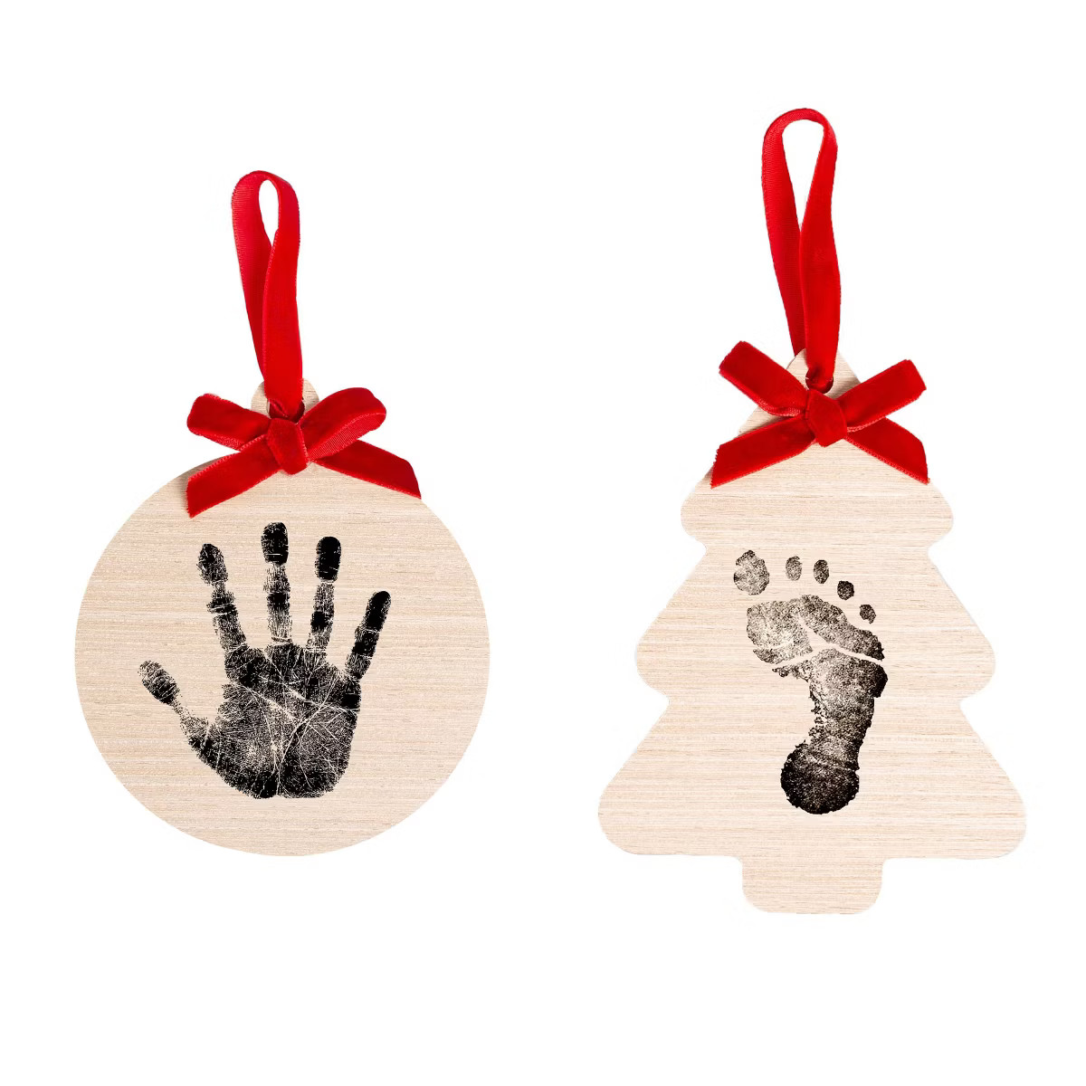 Pearhead 6.5"x7" Holiday Baby Footprint and Handprint Ornament Kit with Clean-Touch Ink Pad Red | Target