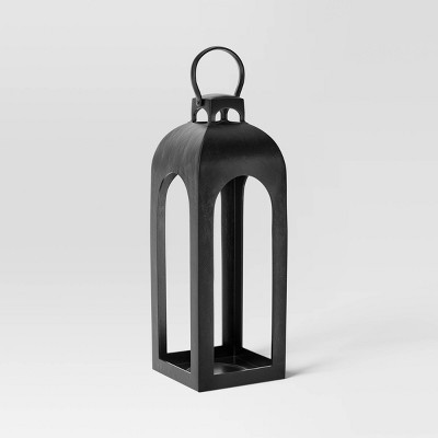 22.5"x7.7" Pillar Cast Aluminum Outdoor Lantern Candle Holder Black - Threshold™ | Target