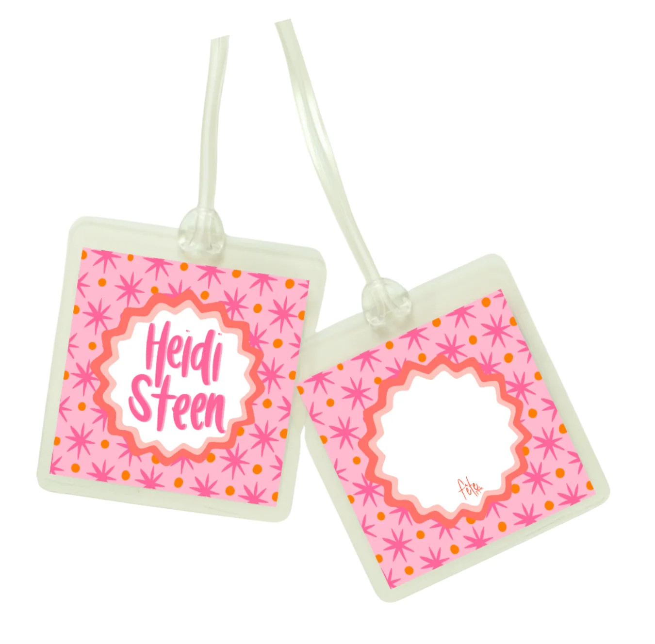 Dotty Starburst Bag Tag in Pink + Orange | Fete Papier