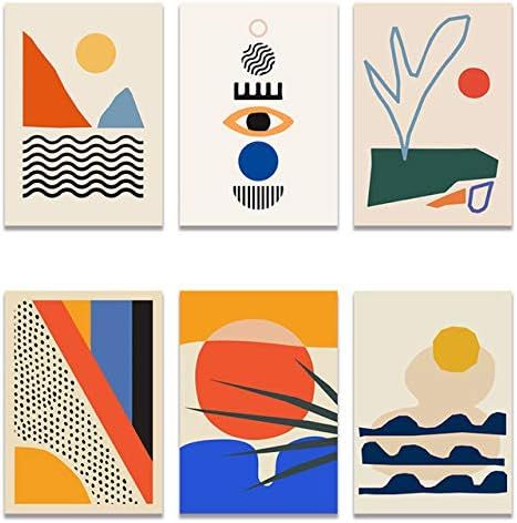 iMagitek Set of 6 Unframed Mid-Century Color Block Contemporary Pop Art Print, Modern Abstract Retro | Amazon (US)