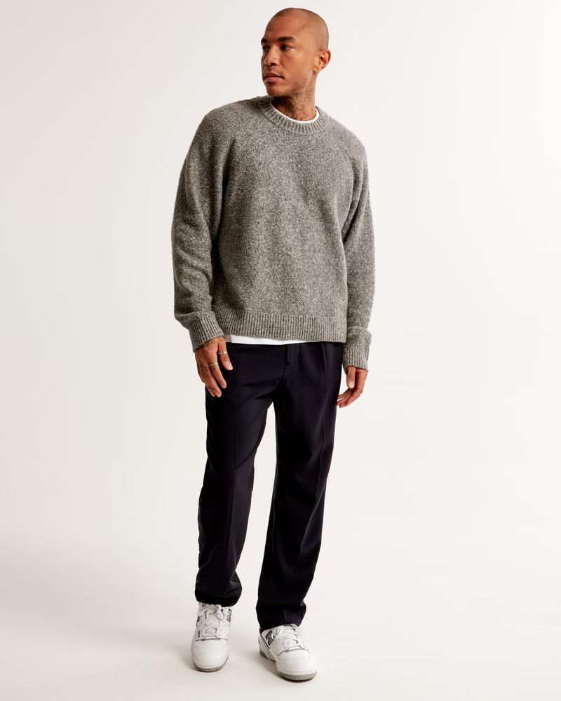 Men's Oversized Boucle Crew Sweater | Men's Tops | Abercrombie.com | Abercrombie & Fitch (US)