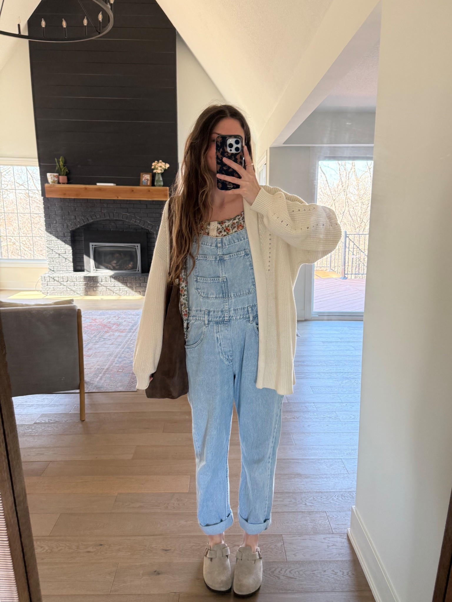 wearing a small in overalls and floral top! Simple spring outfit! Cardi is old linked similar! 

Spring outfit, overalls outfit, mom style 

#LTKSeasonal