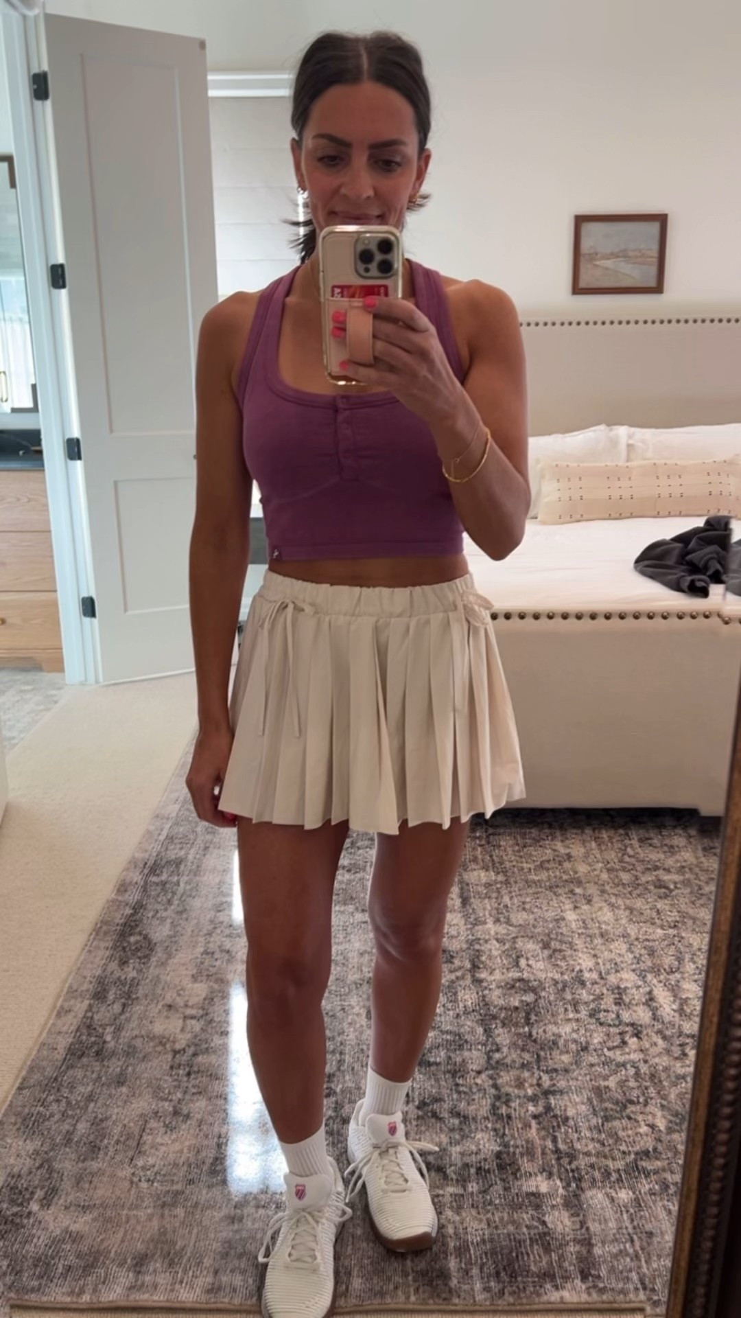 I love this athletic pleated skirt from Aerie. Does it get any cuter?! Wearing a size small. Also comes in other colors like a neon green. Tank top is Target and comes in fun colors! Wearing a small  

#LTKootd #LTKActive #LTKSaleAlert