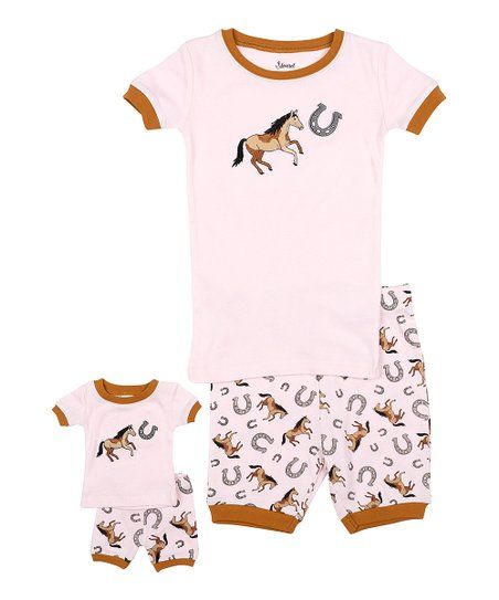 Pink & Camel Horses Short-Sleeve Pajama Set & Doll Outfit - Toddler & Girls | Zulily