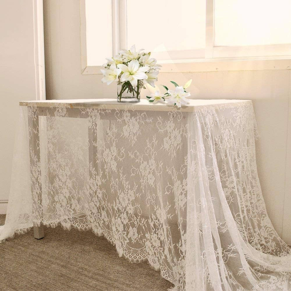 B-COOL White Lace Tablecloth 60 X120 Inches Rectangle Vintage Embroidered Bridal Wedding Tableclo... | Amazon (US)