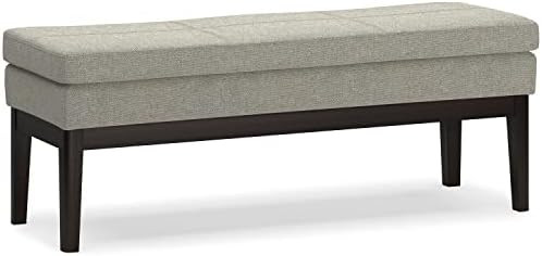SIMPLIHOME Carlson Ottoman Bench - 45 inch Wide Upholstered Vegan Leather Rectangle Ottoman in Gr... | Amazon (US)