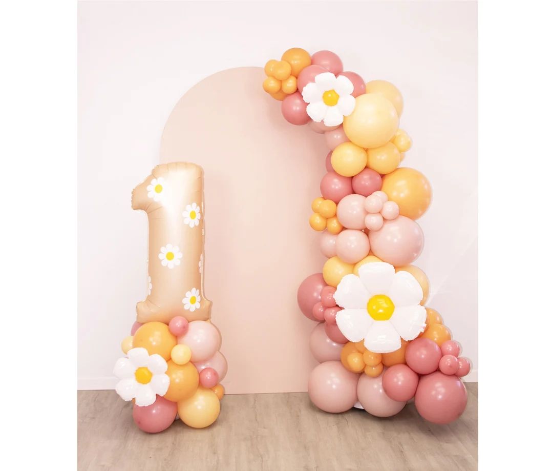 Boho Daisy Flower Balloon Garland Kit Dusty Rose and Retro - Etsy | Etsy (US)