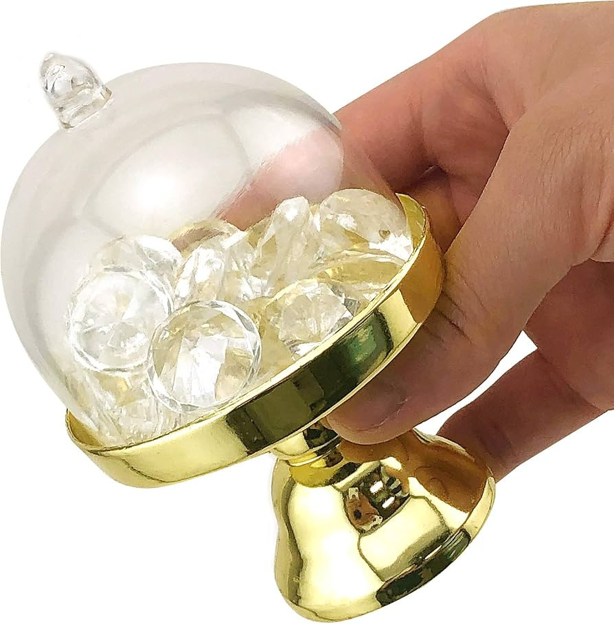 12PCS 4“ H x 2.75“ W Cake Plate Stand with Dome Cover, Gold | Amazon (US)