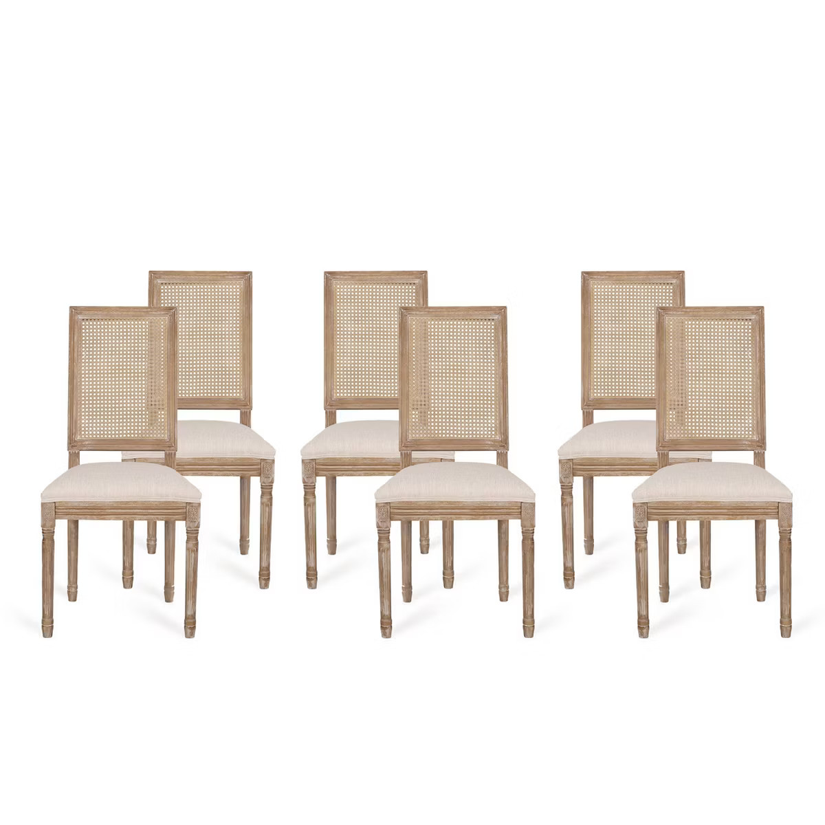 Set of 6 Regina French Country Wood and Cane Upholstered Dining Chairs - Christopher Knight Home | Target
