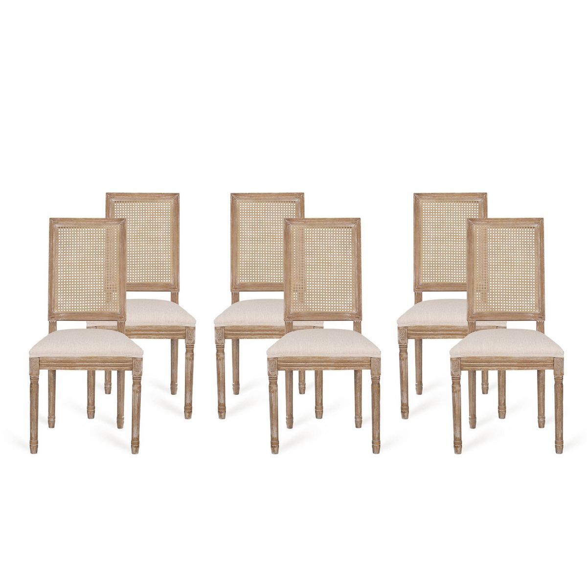 Set of 6 Regina French Country Wood and Cane Upholstered Dining Chairs - Christopher Knight Home | Target